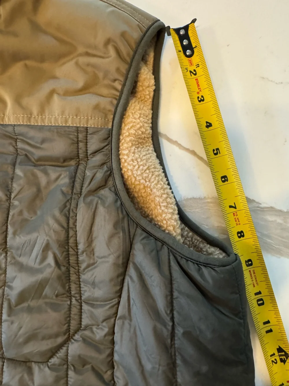 Free Country Reversible Sherpa Puffer Vest Olive Tan Full Zip Mens